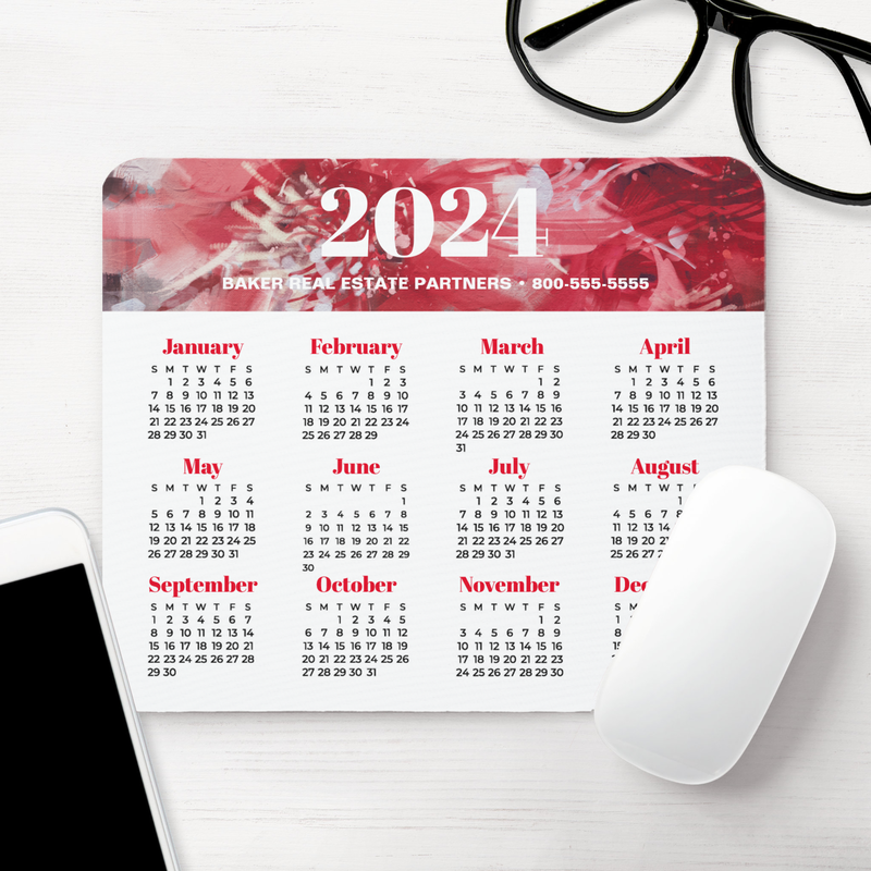 2024 Business Calendar Floral Mouse Pad