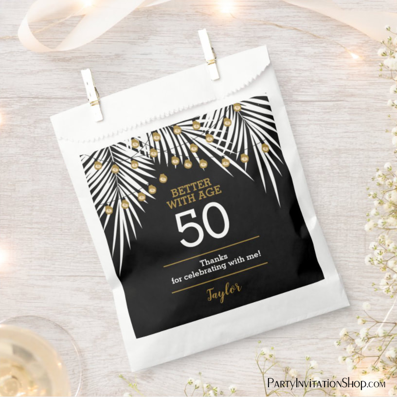 Black and Gold 50th Birthday Party Favor Bags