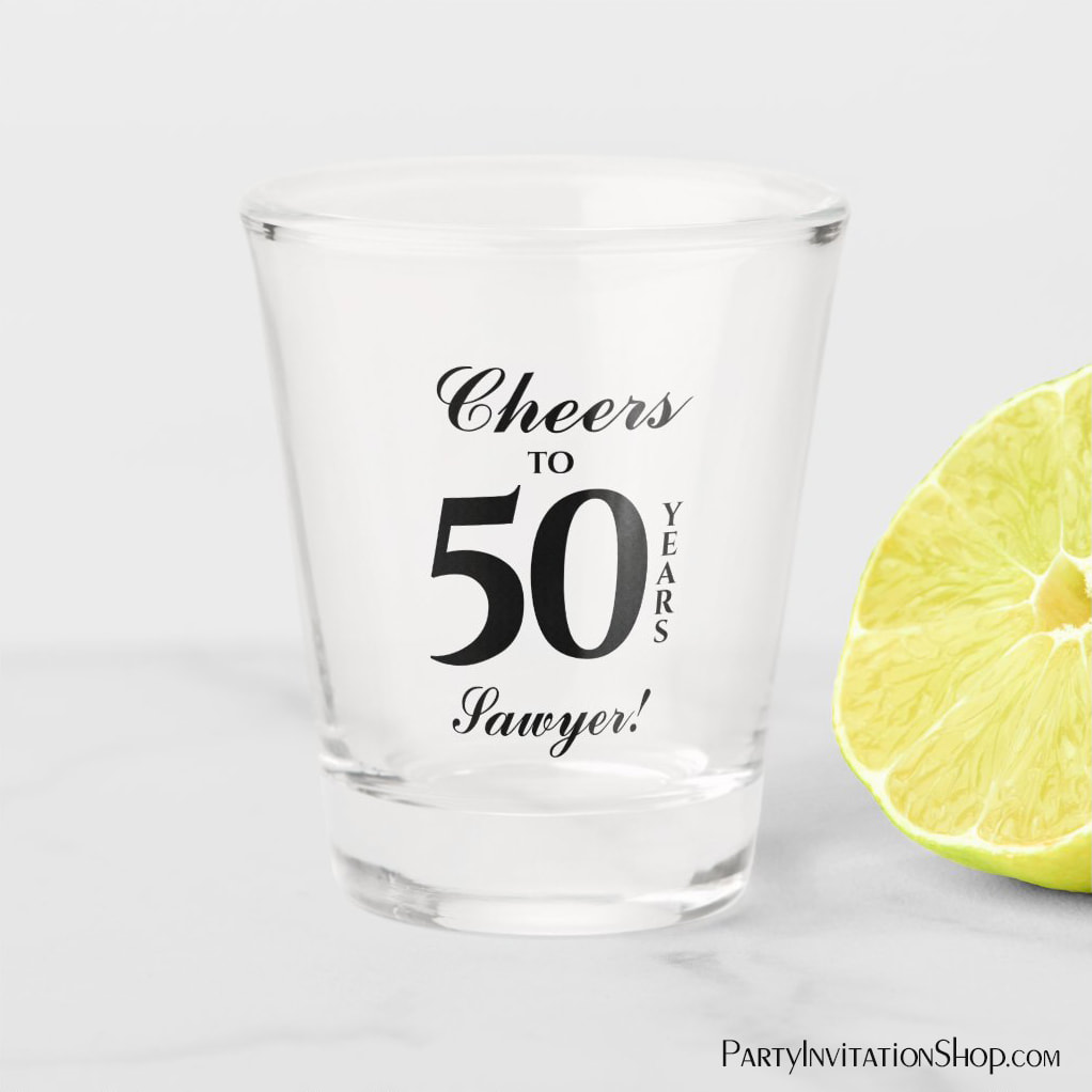Cheers to 50 Years Custom Personalized Shot Glasses