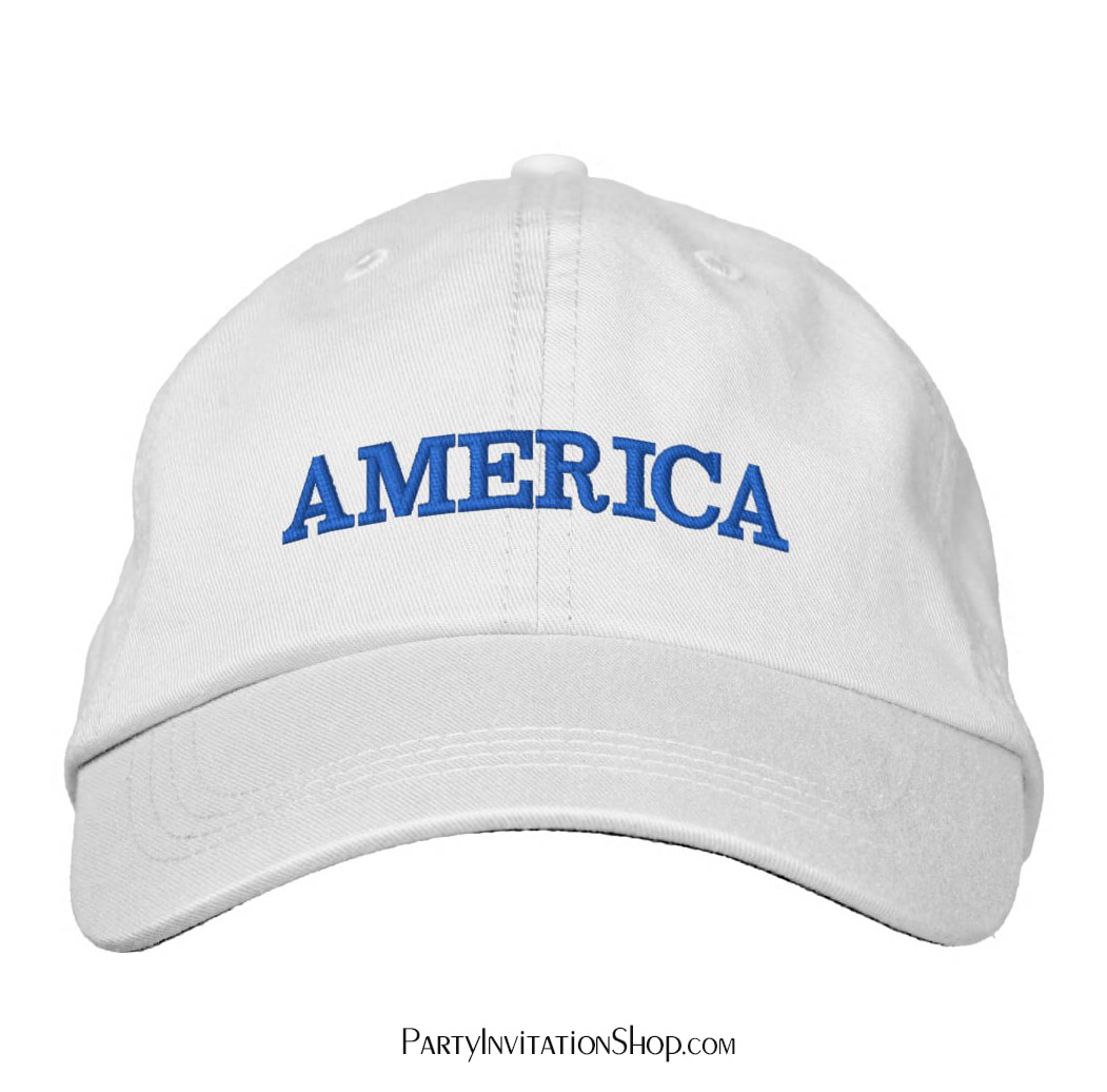 America White Embroidered Baseball Cap