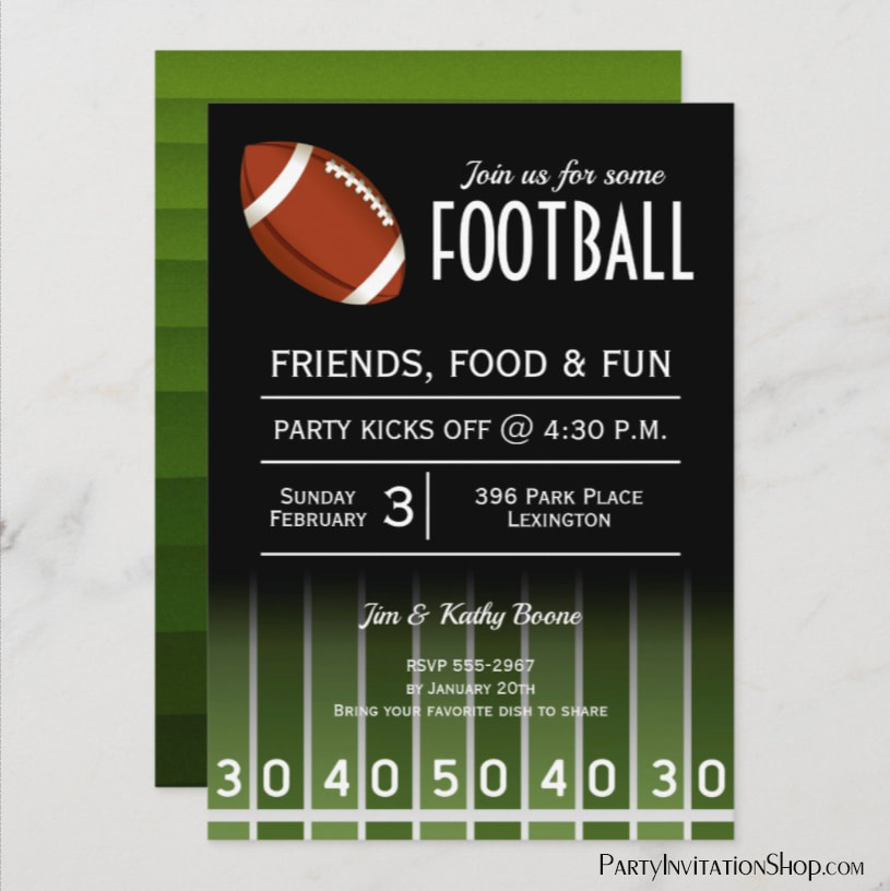 American Football Field Bowl Party Invitations