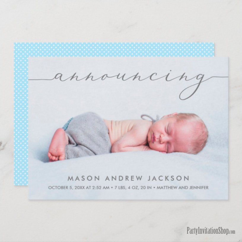Announcing Baby Boy Photo Birth Announcements