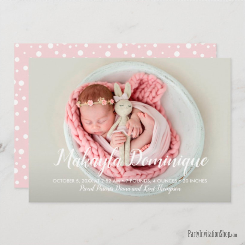 Sweet Baby Girl Photo Birth Announcements