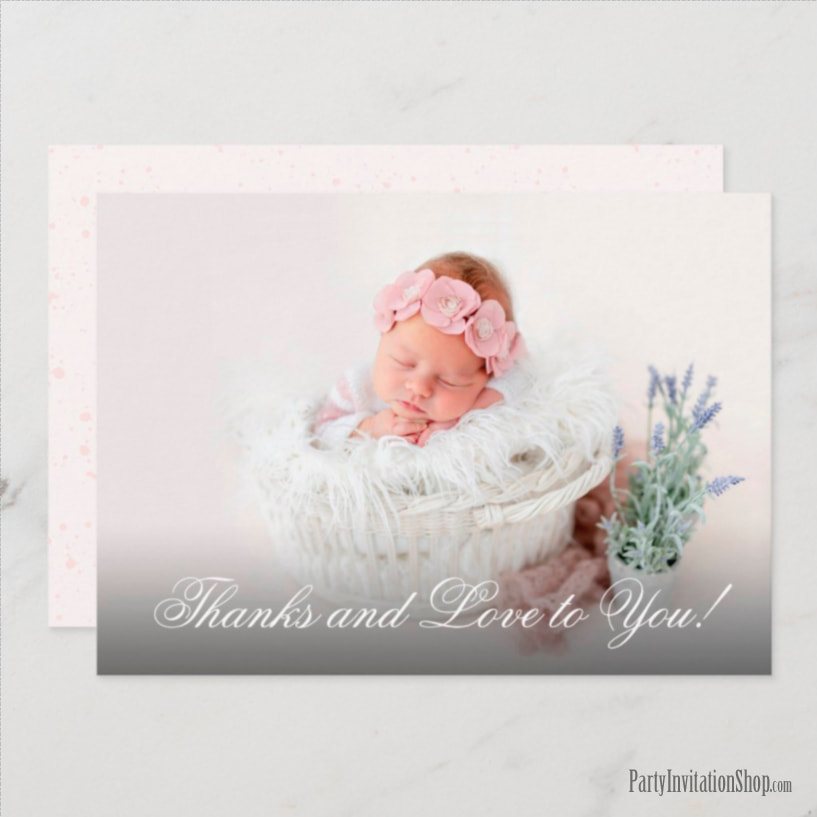 Girl Christening Pink Watercolor Thank You Cards