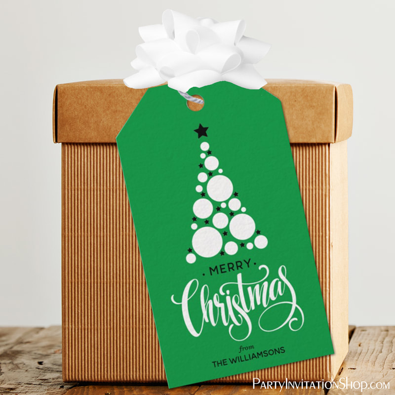 Modern Christmas Green Holiday Gift Tags