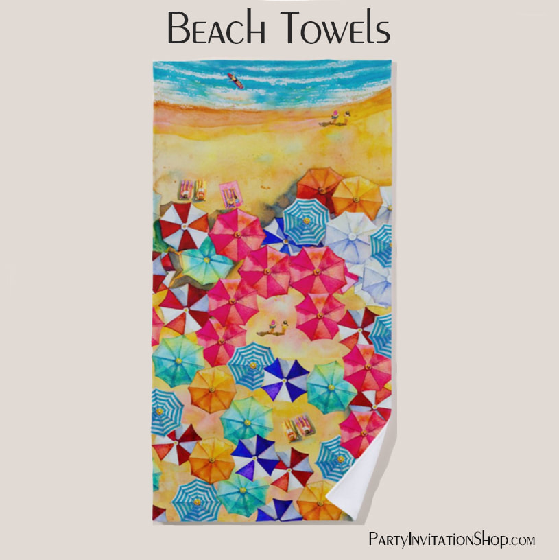 Umbrellas in the Sand Beach Towel