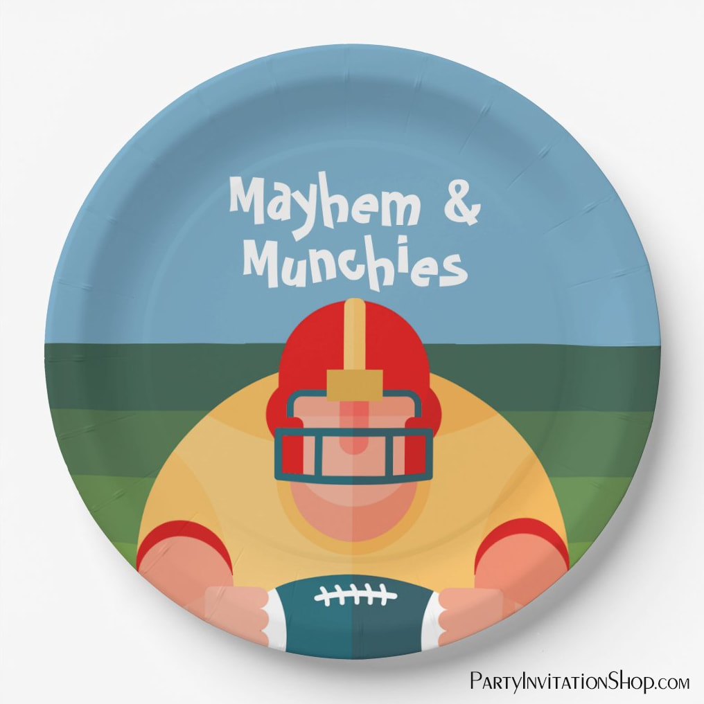 Football Player Super Bowl Party Paper Plates