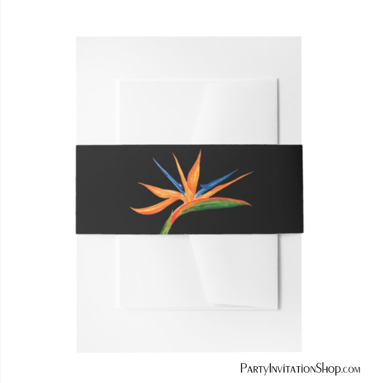 Watercolor Bird of Paradise Invitation Belly Bands