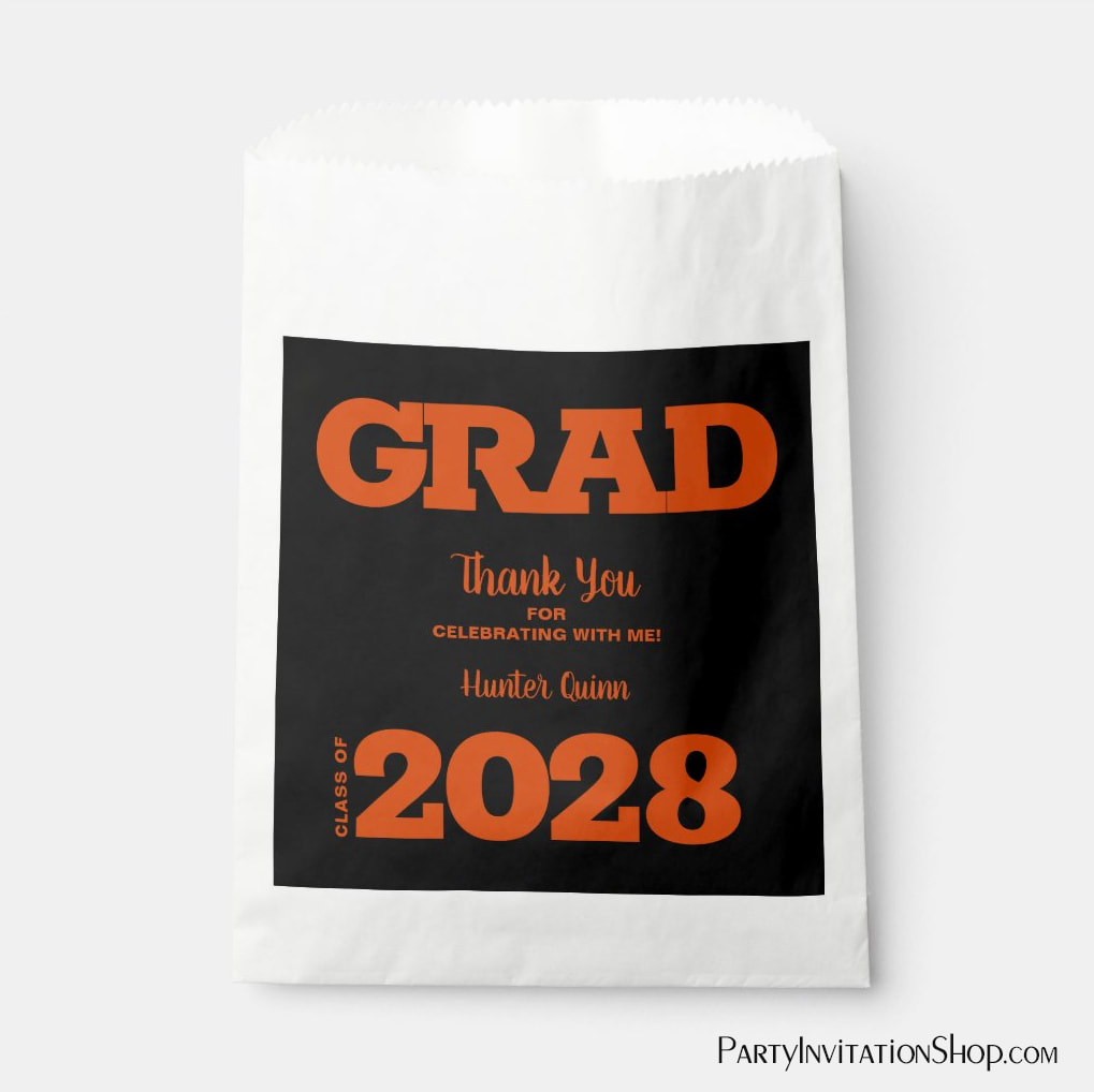 Black and Orange Graduation Party Favor Bags