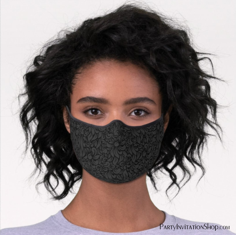 Black Floral Premium Face Mask