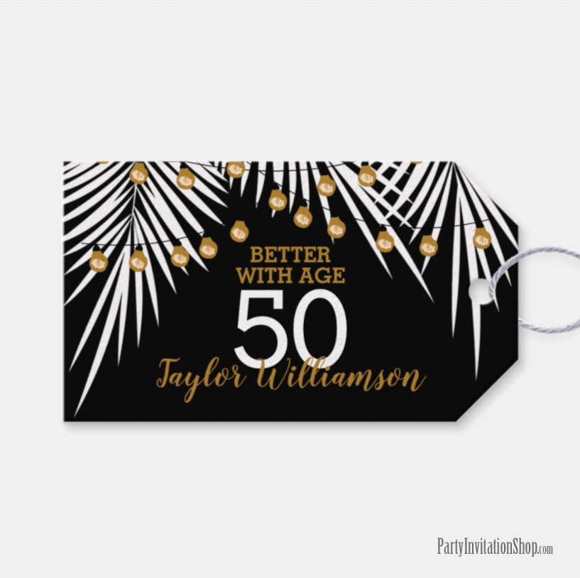 Palms on Black Tropical Birthday Party Favor Gift Tags
