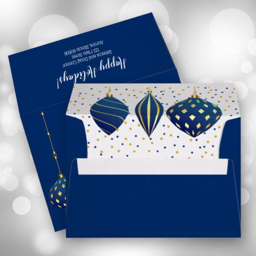 Blue Gold Christmas Ornaments Blue Envelopes