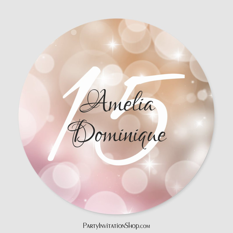 Blush Pink Bokeh Quinceanera Large Stickers