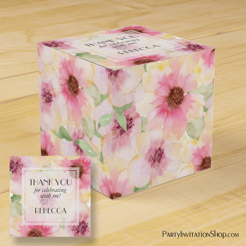 Blush Pink Floral Thank You Favor Box