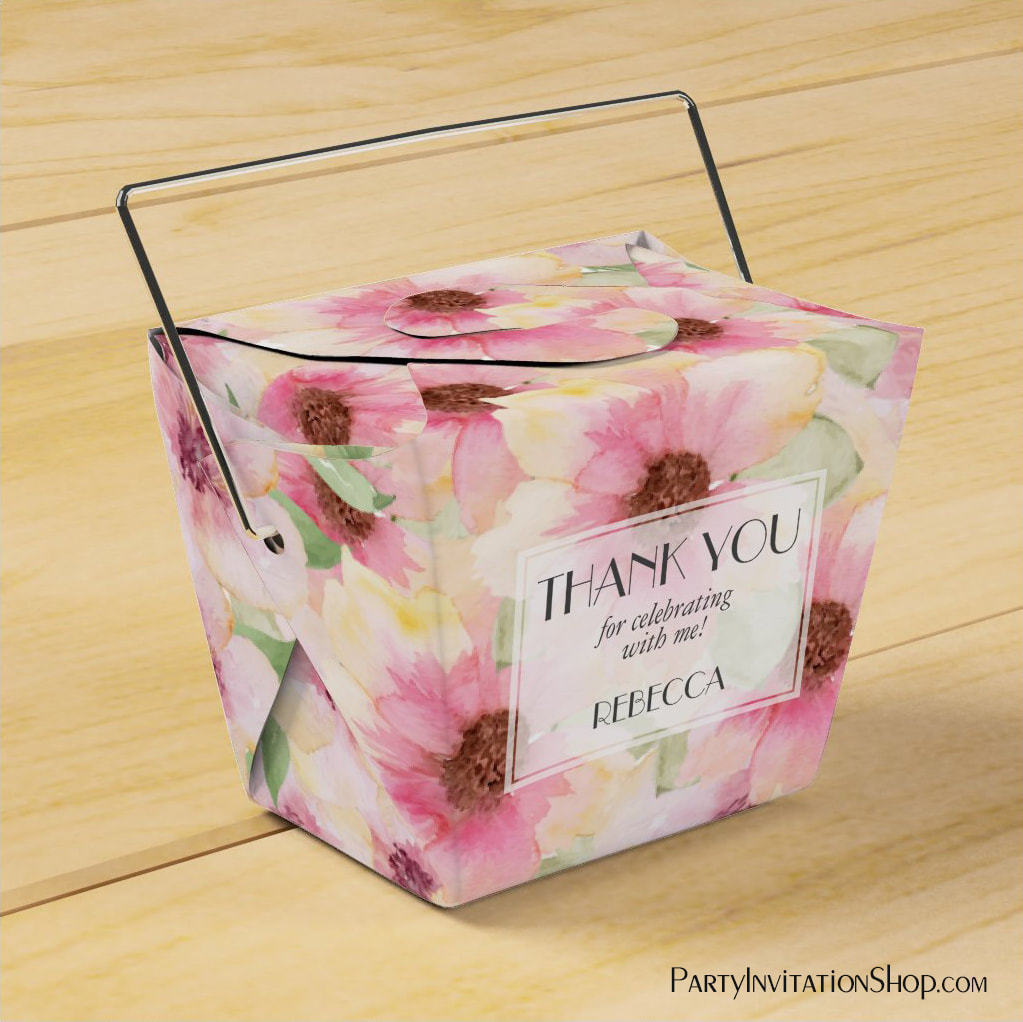 Blush Pink Flowers Takeout Favor Box