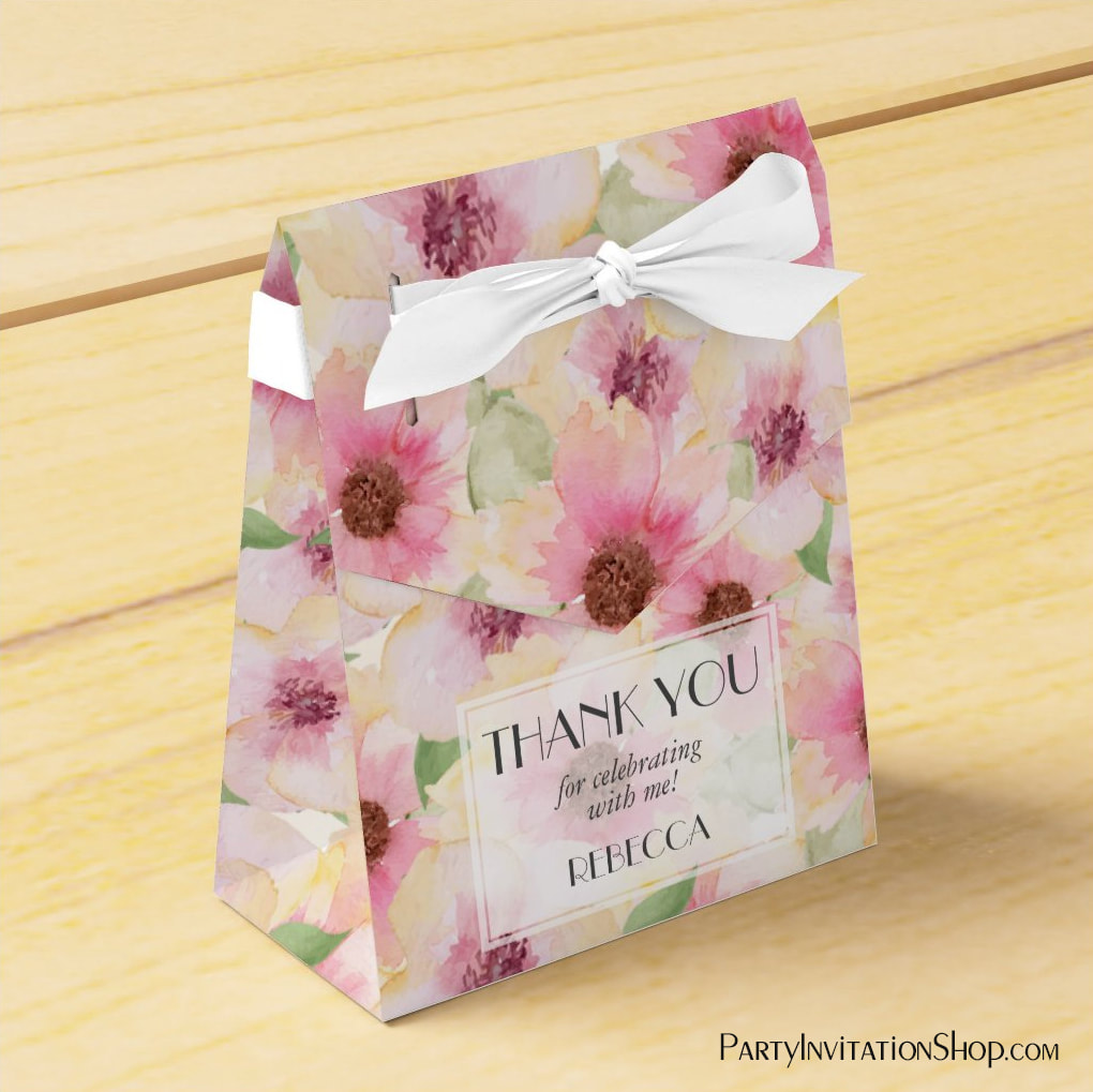 Blush Pink and Yellow Flowers Party Favor Box