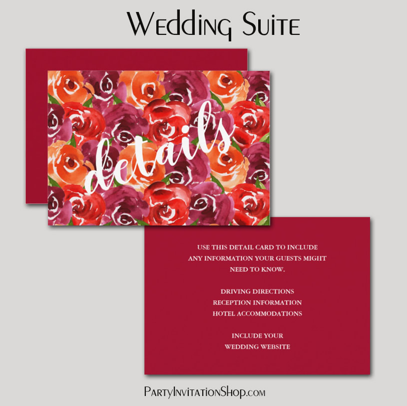 Watercolor Floral Collage Wedding Guest Details Enclosure Cards