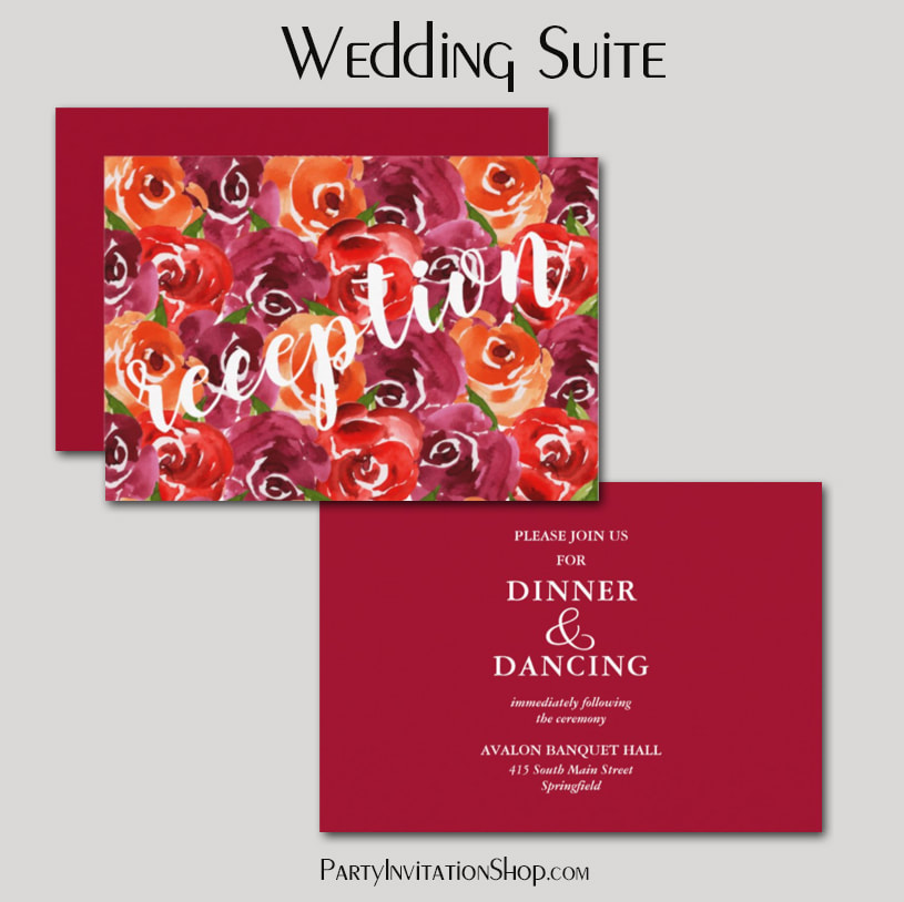 Watercolor Floral Collage Wedding Enclosure Cards