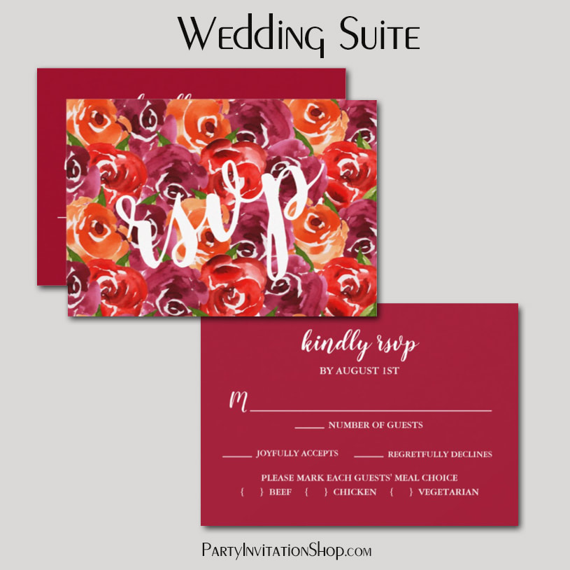 Watercolor Floral Wedding RSVP Cards