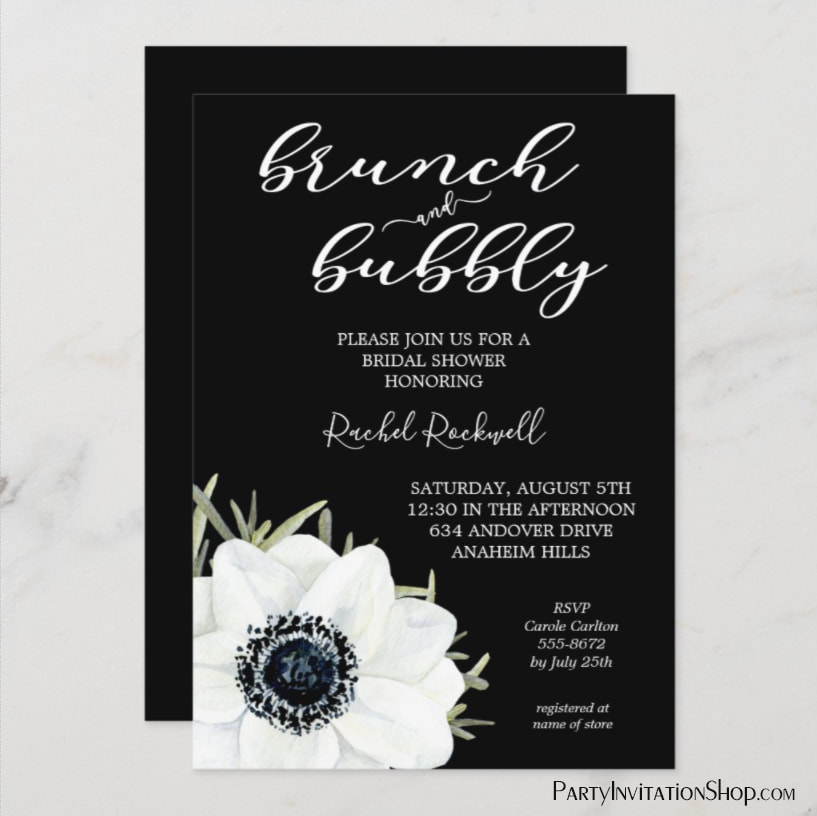 Brunch Bubbly Floral Bridal Shower Invitations