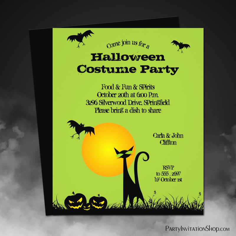 Budget Black Cat Halloween Invitation Flyer