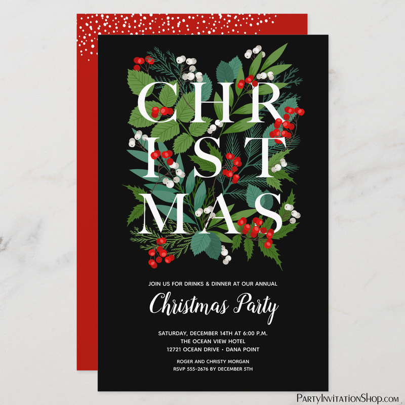Budget Elegant Christmas Greenery Invitations