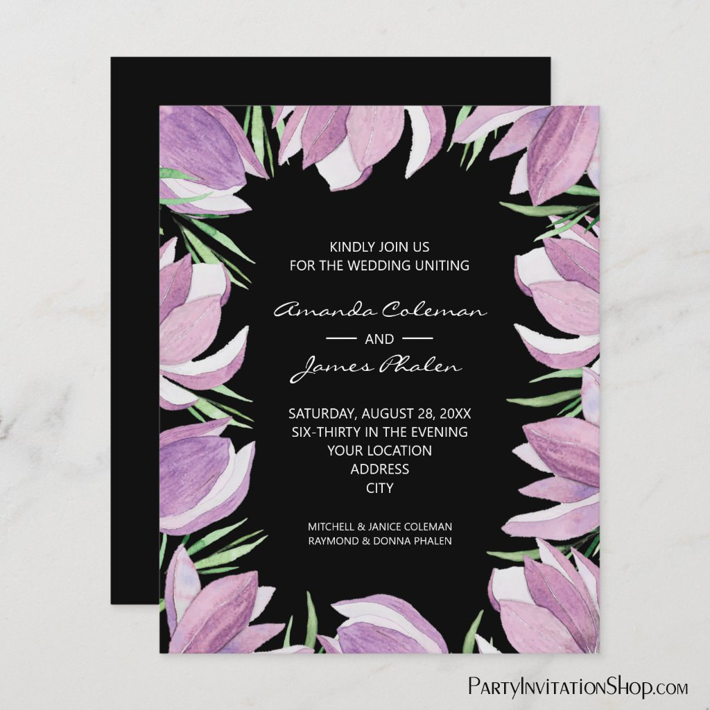 Budget Magnolia Floral Watercolor Wedding Invitations