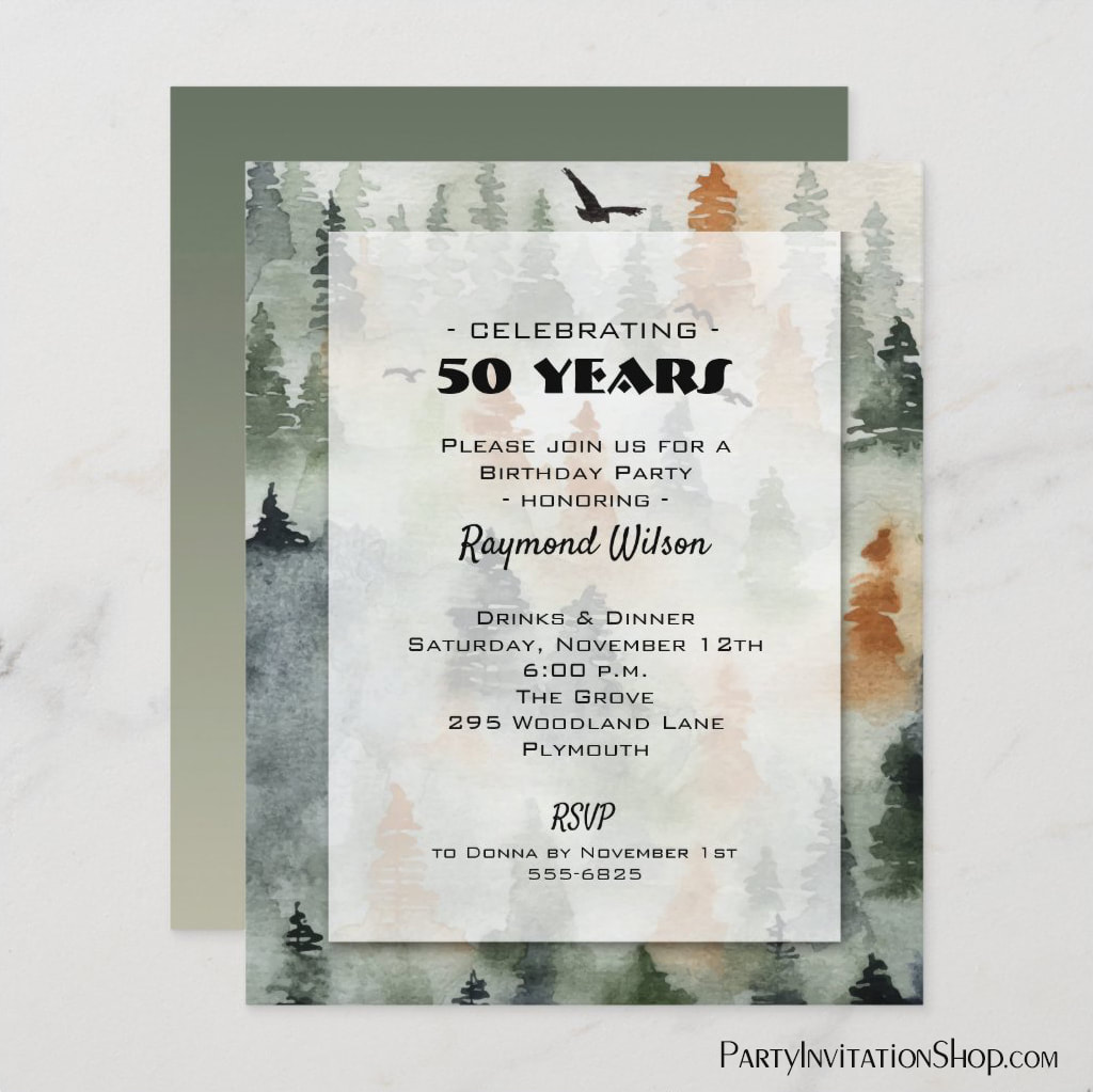 Budget Misty Forest Birthday Invitations