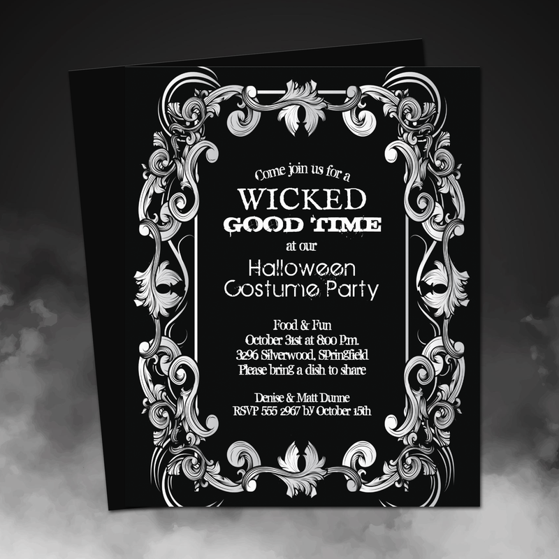 Budget Ornate Border Halloween Party Invitation Flyer