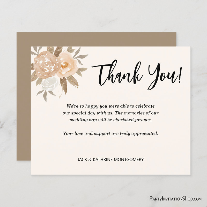 Budget Autumn Floral Flat Thank You Notes