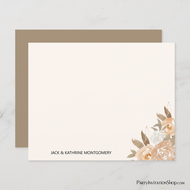 Budget Fall Floral Elegant Personalized Note Card