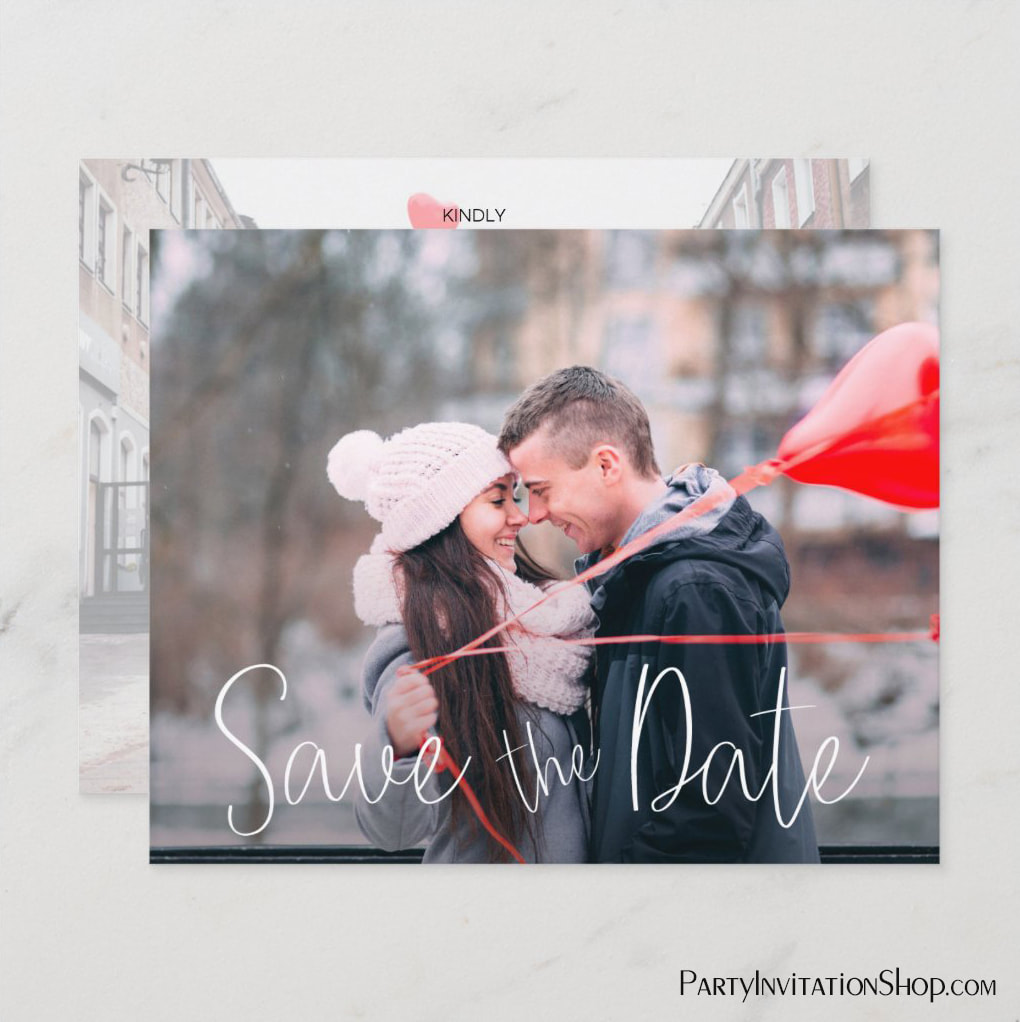 Simple Casual Script Wedding Photo Save the Date Cards