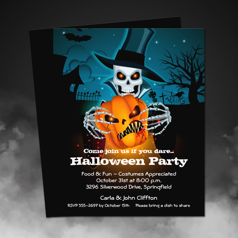 Budget Skeleton Halloween Invitation Flyers