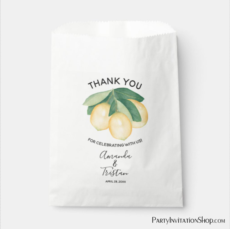 Lemons Citrus Thank You Favor Bags
