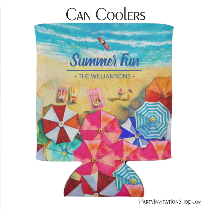 Beach Umbrellas on the Sand Can Coolers