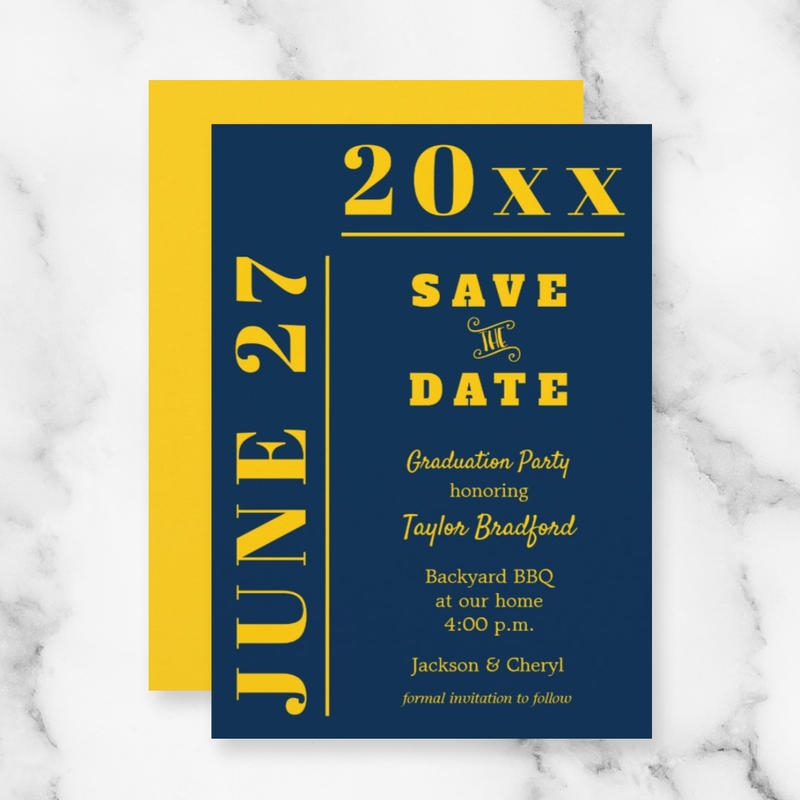 Two Color Graduation Invitations and Save the Date Cards