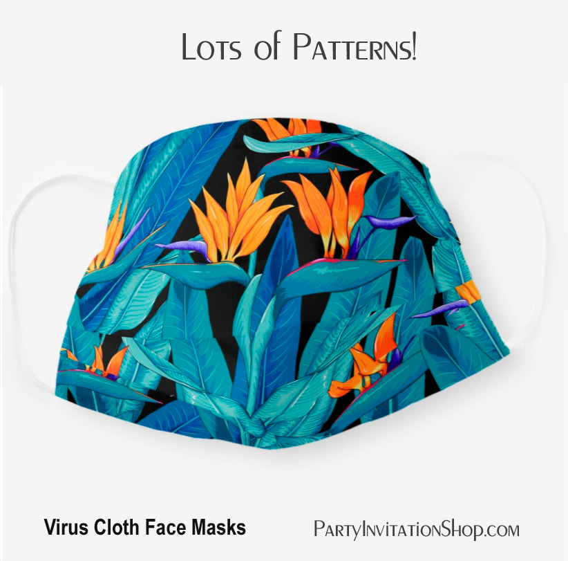 Turquoise Tropical Bird of Paradise Pattern Cloth Face Mask