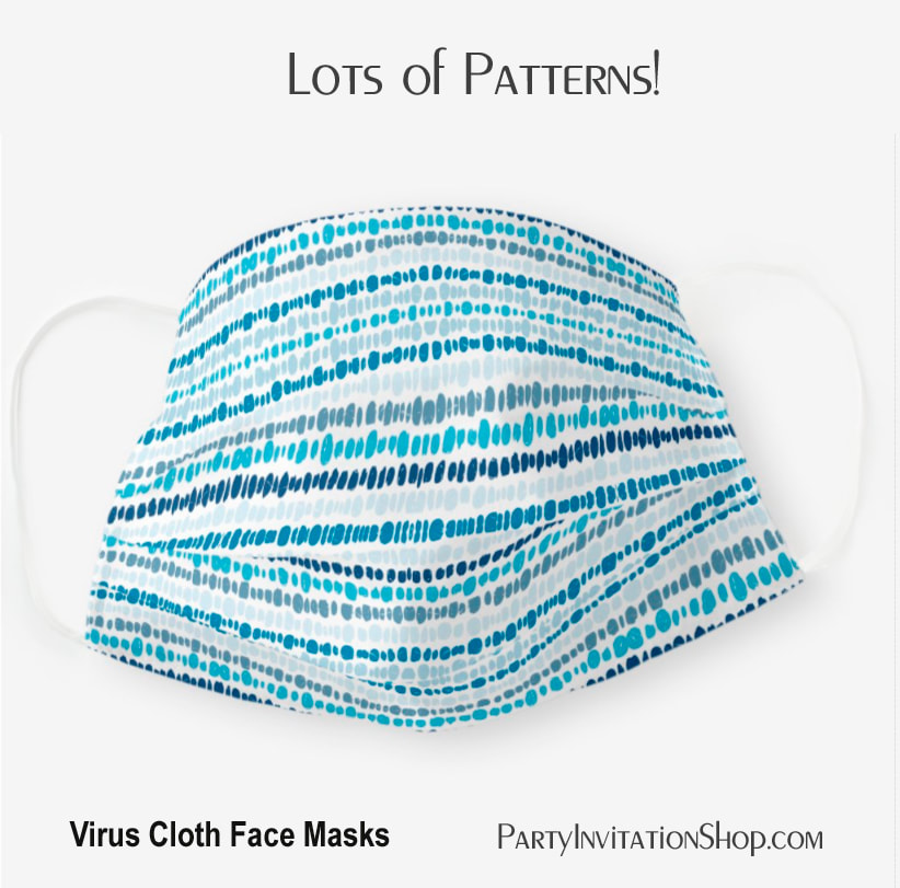 Blue Gray and White Shibori Pattern Cloth Face Mask
