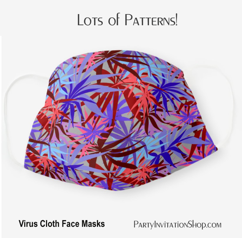 Blue Red Purple Palm Trees Tropical Plants Cloth Face Mask