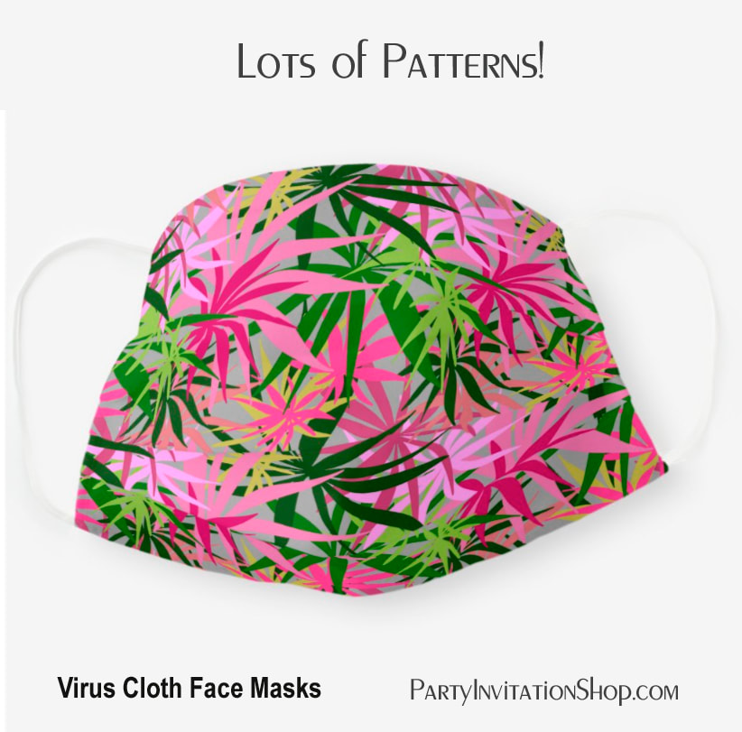 Green and Hot Pink Trees Tropical Plants Cloth Face Mask