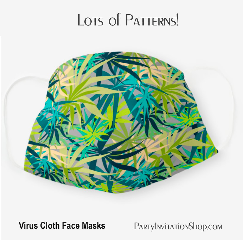 Green and Teal Palm Trees Tropical Plants Cloth Face Mask
