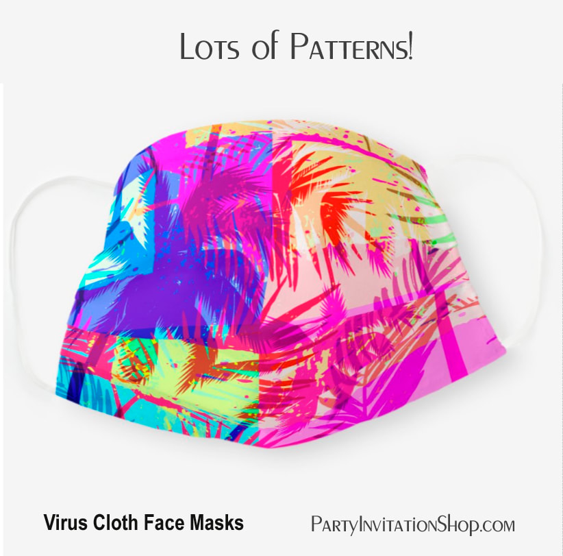 Palm Trees Hot Pink Blues Tropical Plants Cloth Face Mask
