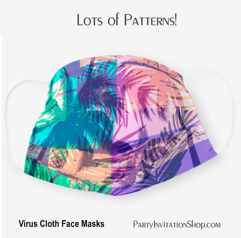 Summer Colors Abstract Palm Trees Tropical Plants Cloth Face Mask