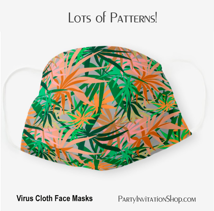 Teal and Peach Palm Trees Tropical Plants Cloth Face Mask
