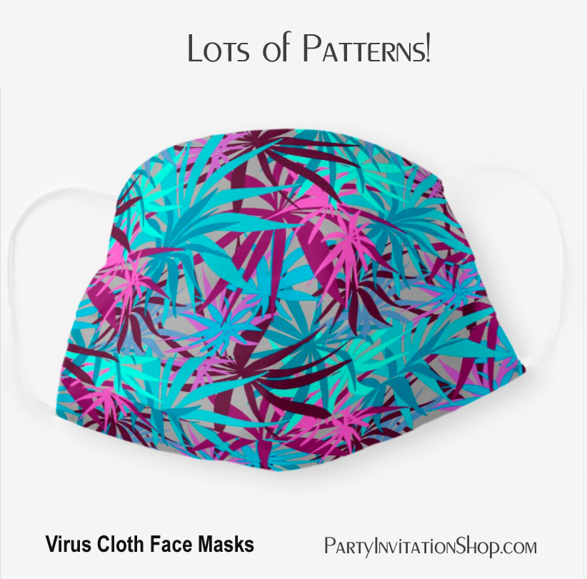Turquoise and Hot Pink Palm Trees Tropical Plants Cloth Face Mask