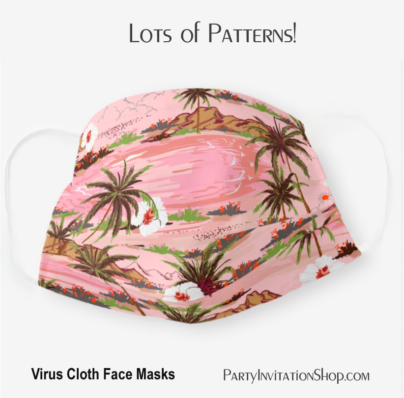 Pink Tropical Island and Palm Trees Cloth Face Mask