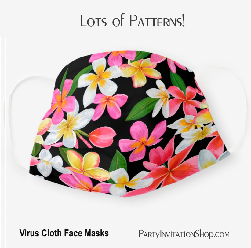 Tropical Pink White Yellow Plumeria Flowers Cloth Face Mask