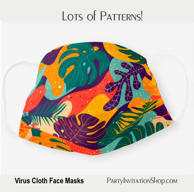 Orange Purple Green Aqua Tropical Plants Cloth Face Mask