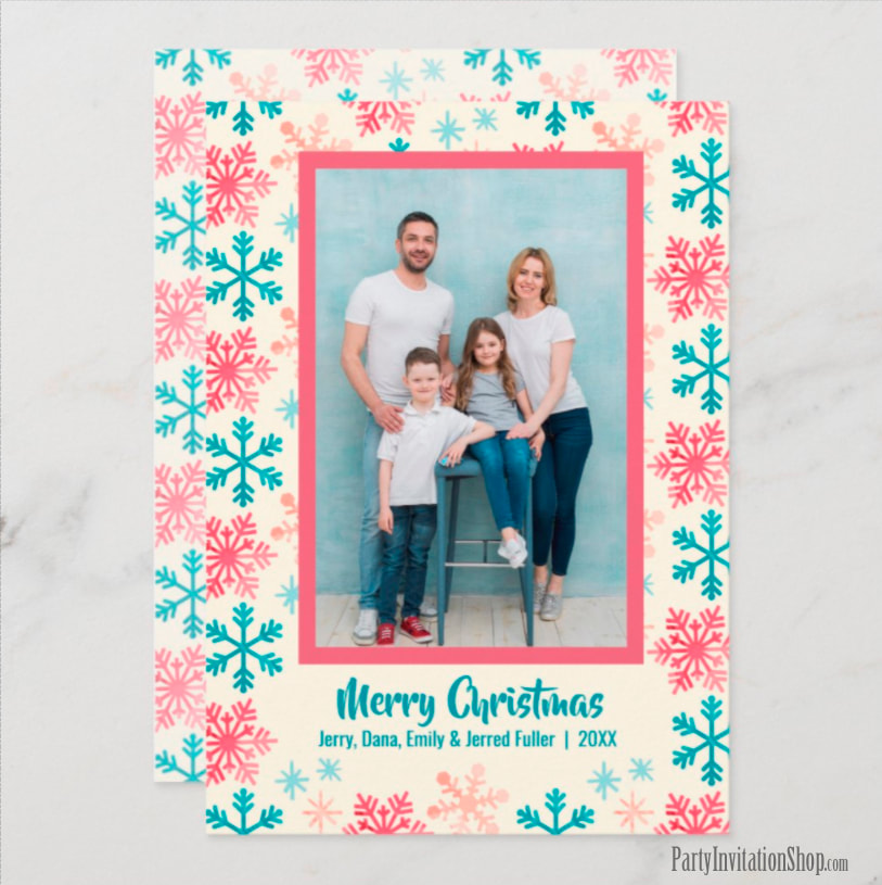 Multi Snowflakes on Ivory Christmas Photo Cards