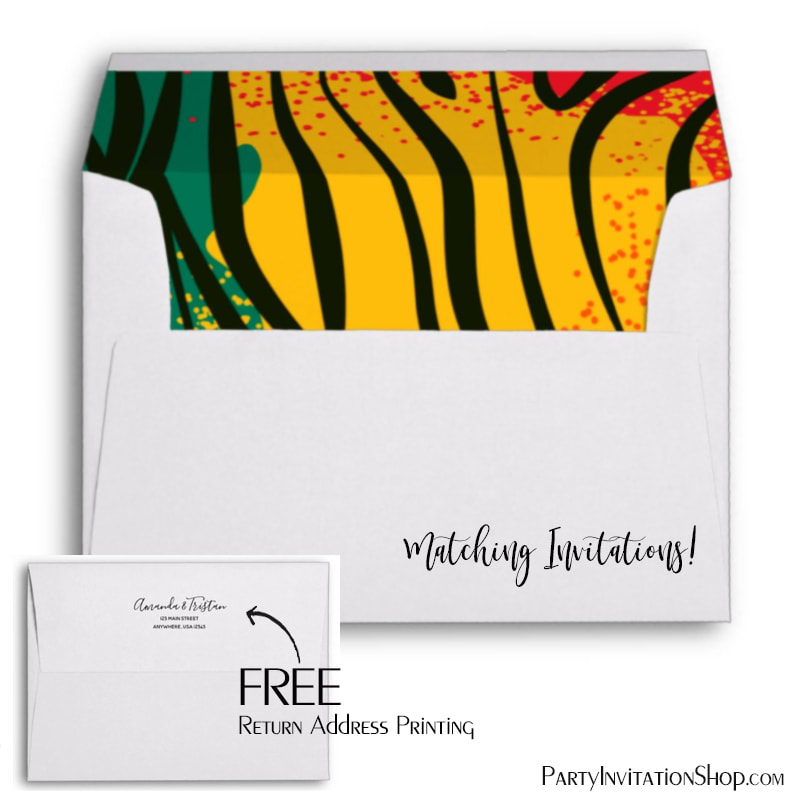 Colorful Zebra Animal Print Lined Envelopes